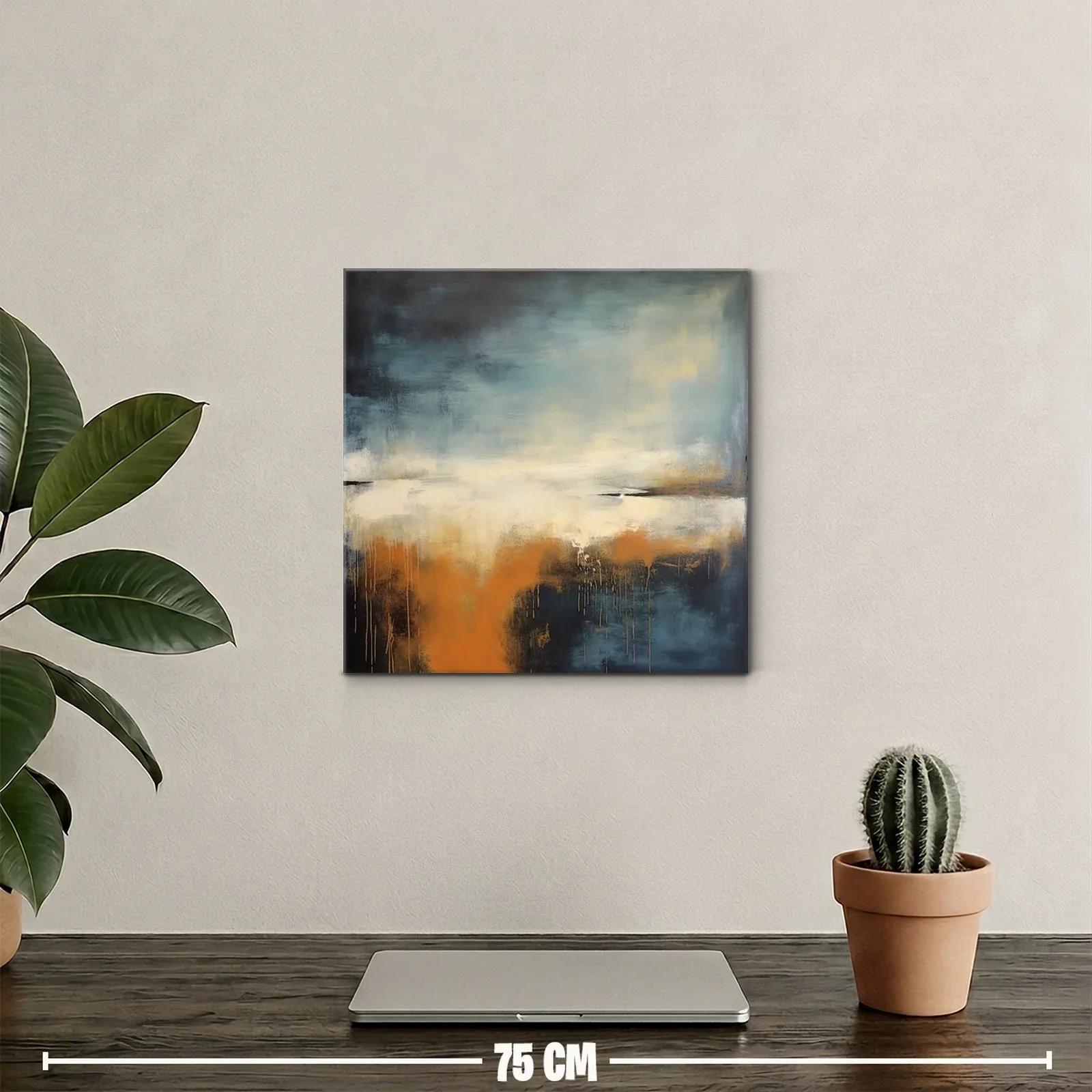 Cuadro abstracto con tonos cálidos y fríos en armonía — miniatura 2