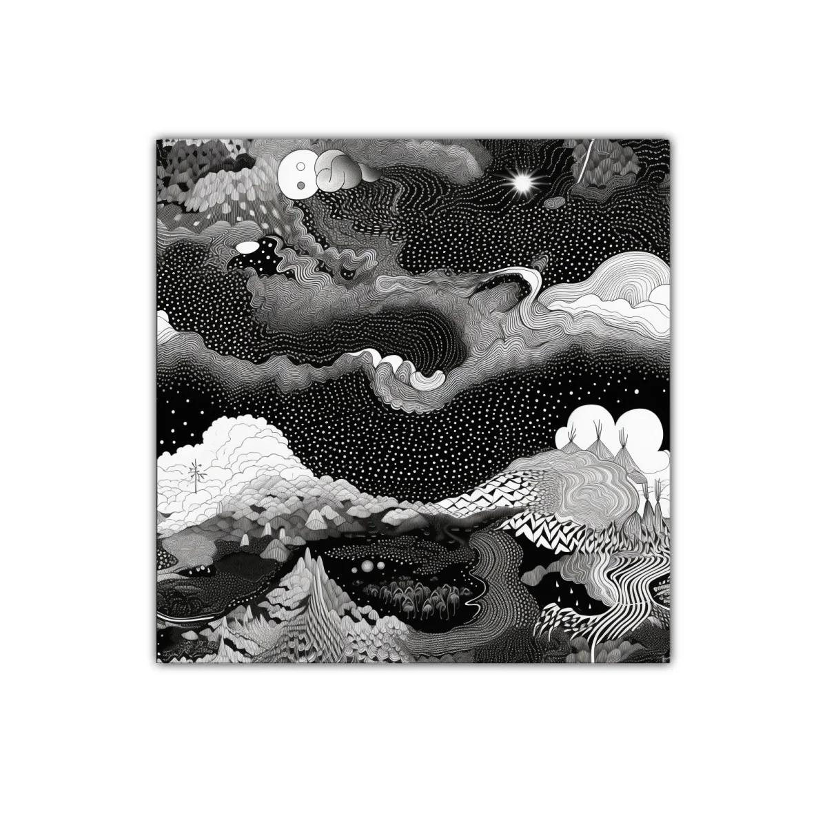 Paisaje cósmico abstracto en blanco y negro impactante — imagen principal