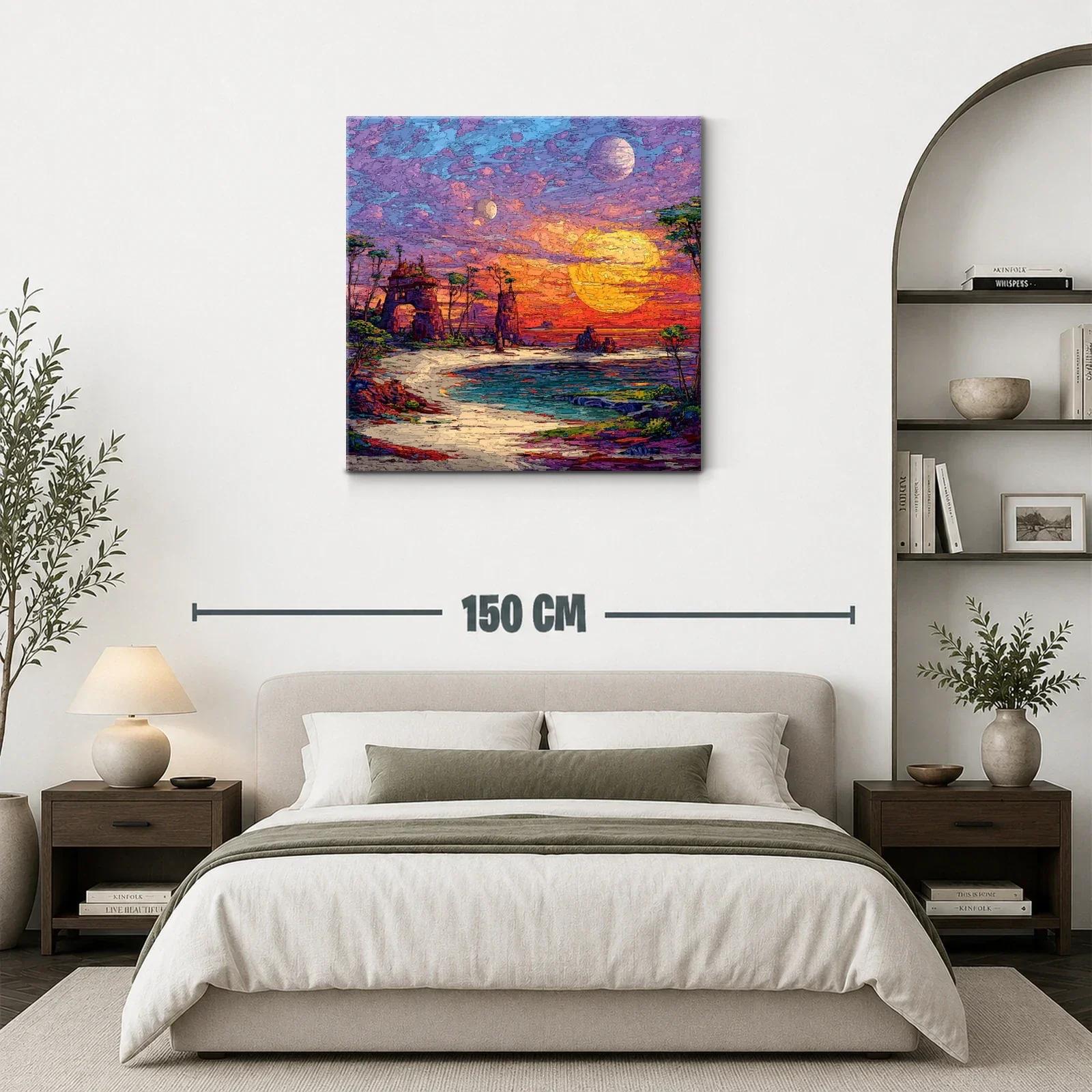 Paisaje Onírico con Dos Lunas al Atardecer — miniatura 3