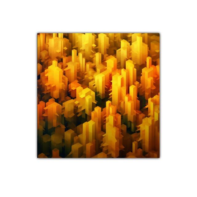 Composición abstracta con estructuras geométricas en tonos cálidos