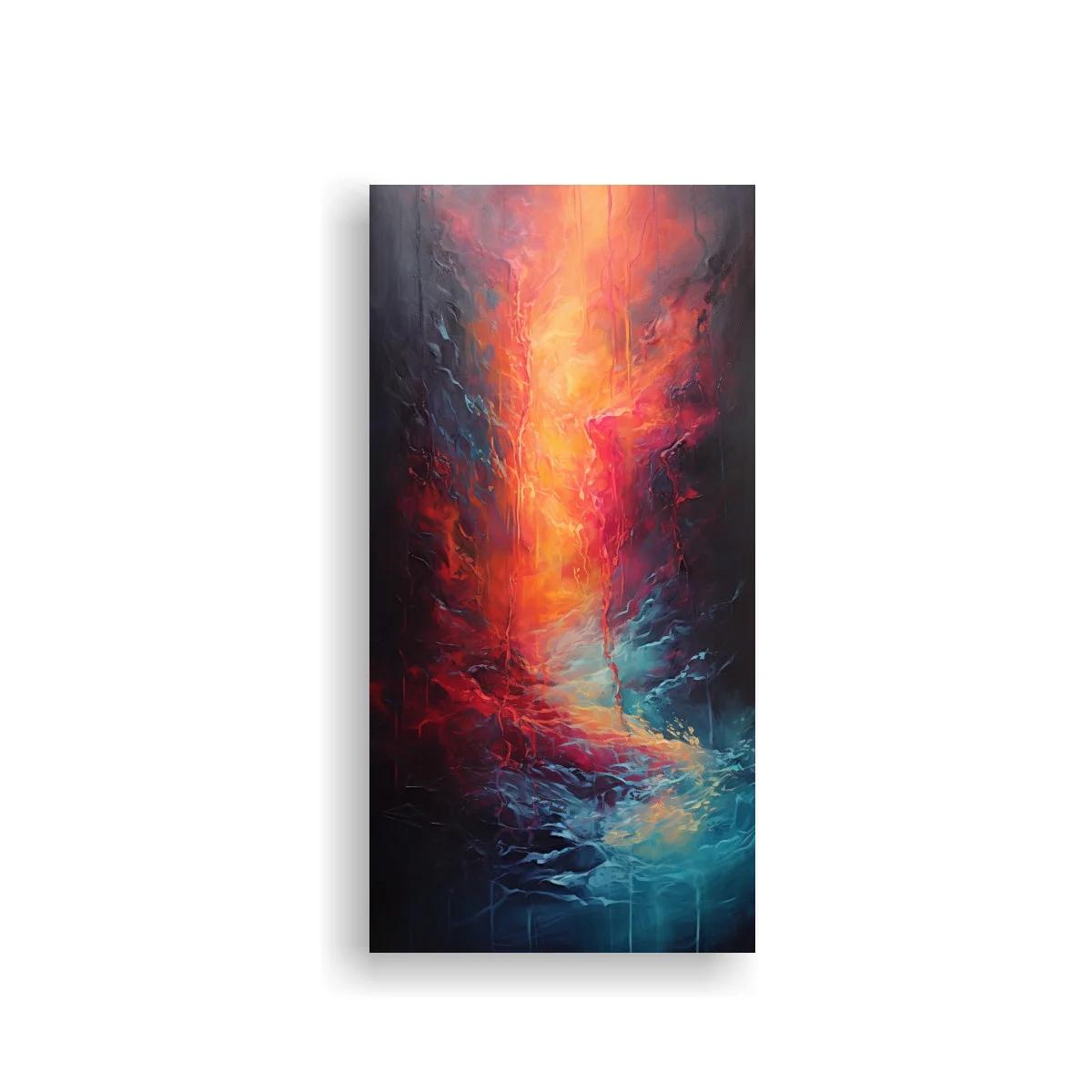Cuadro columna de fuego turquesa y naranja