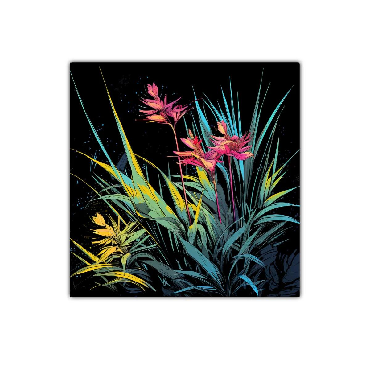 Flores vibrantes con contraste de colores en fondo negro — imagen principal