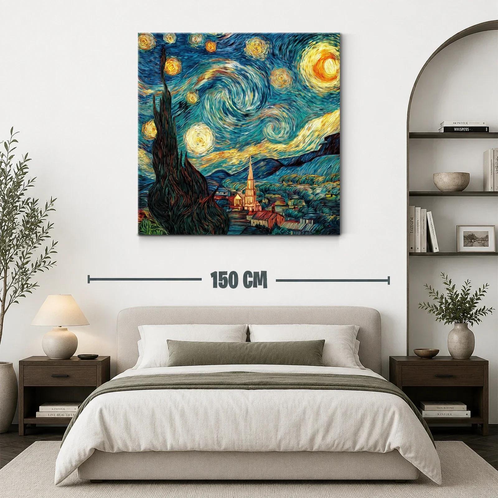 Cuadro inspirado en paisaje nocturno con cielo estrellado vibrante — miniatura 3