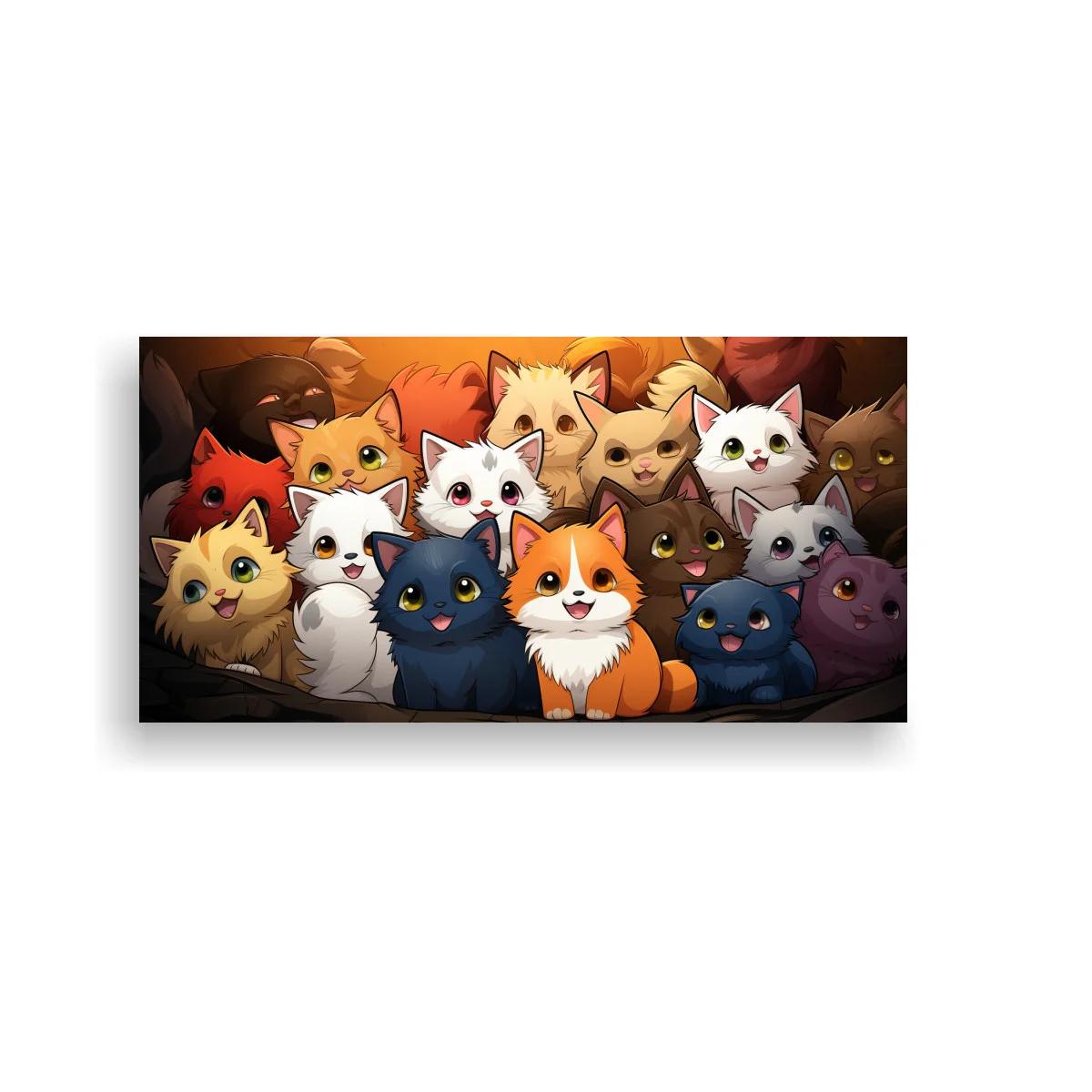Cuadro grupo de gatos de colores con mirada frontal — imagen principal