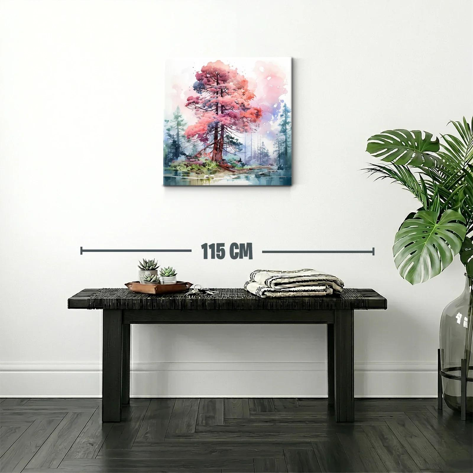 Árbol en tonos rosa y azul en paisaje sereno — miniatura 2