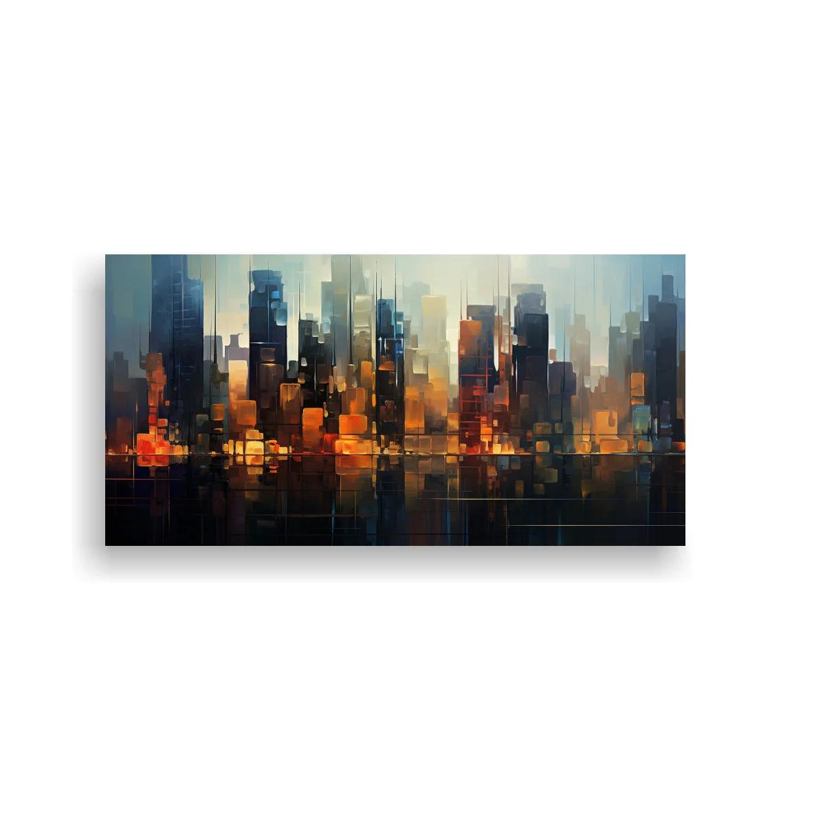 Cuadro skyline urbano con reflejos difusos