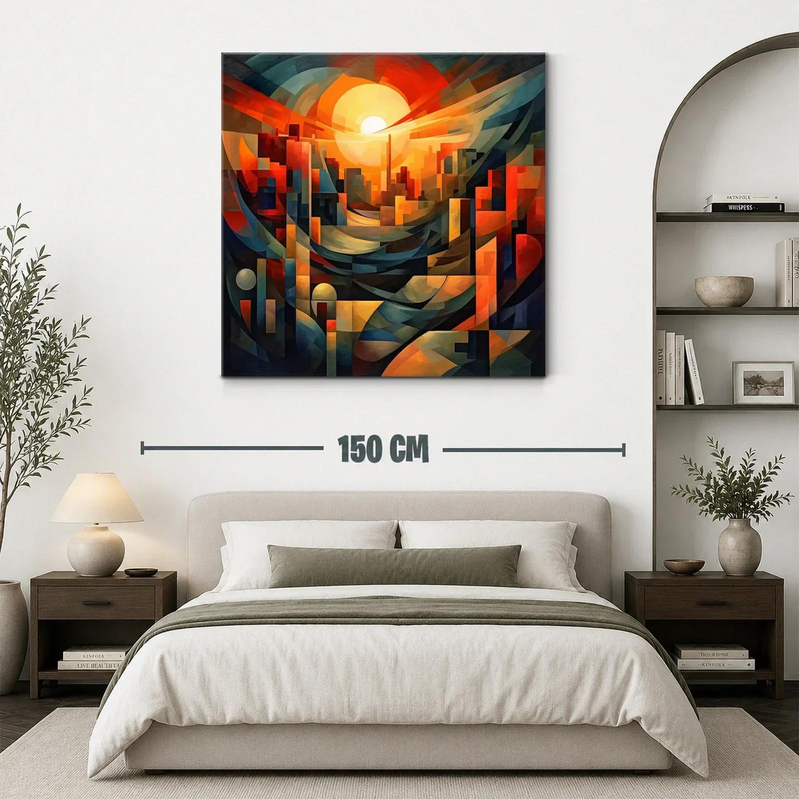 Atardecer abstracto con arquitectura geométrica vibrante — miniatura 3
