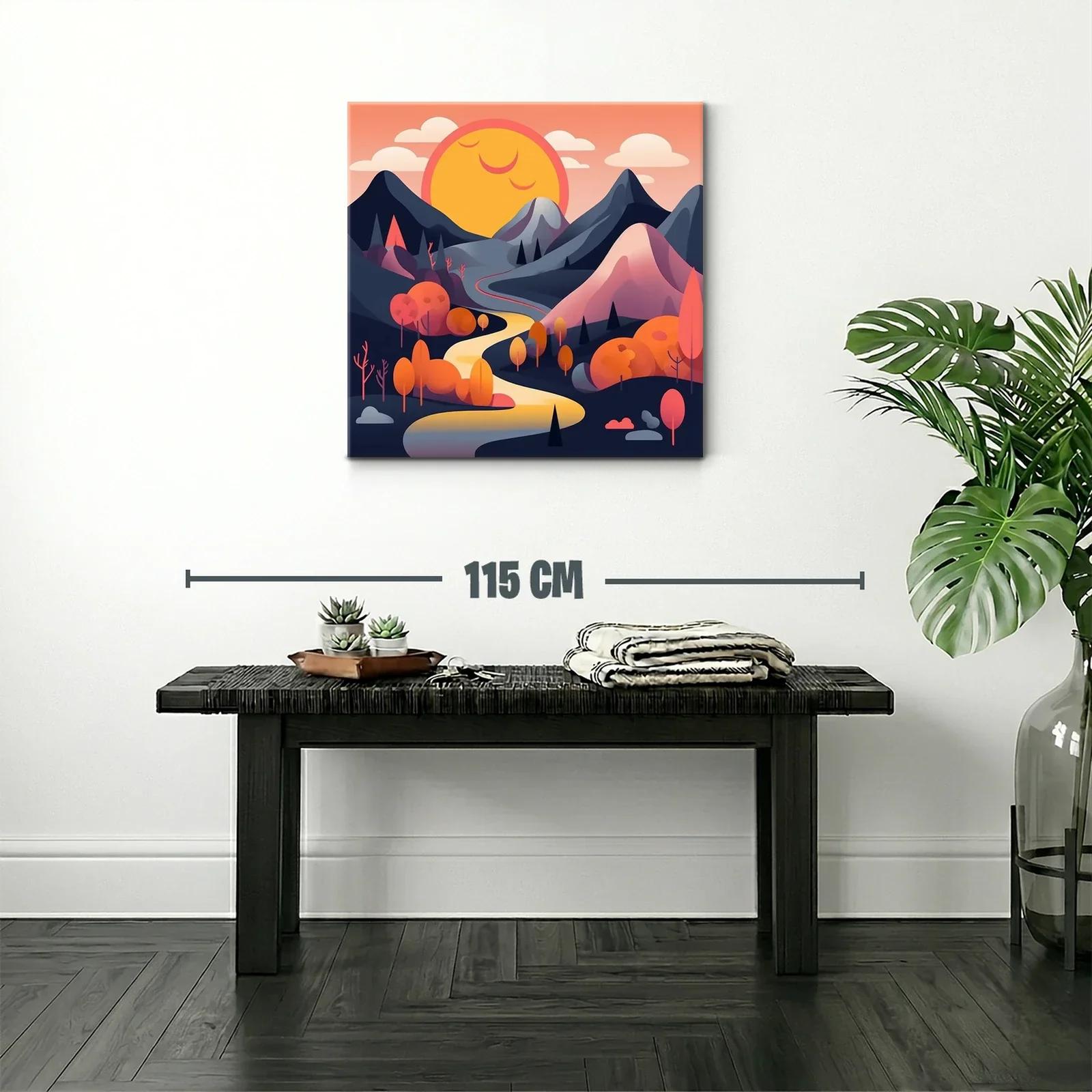 Paisaje sereno con camino y sol radiante al atardecer — miniatura 2