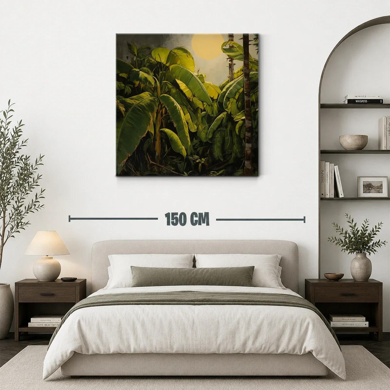 Cuadro tropical con hojas de plátano y sol radiante — miniatura 3