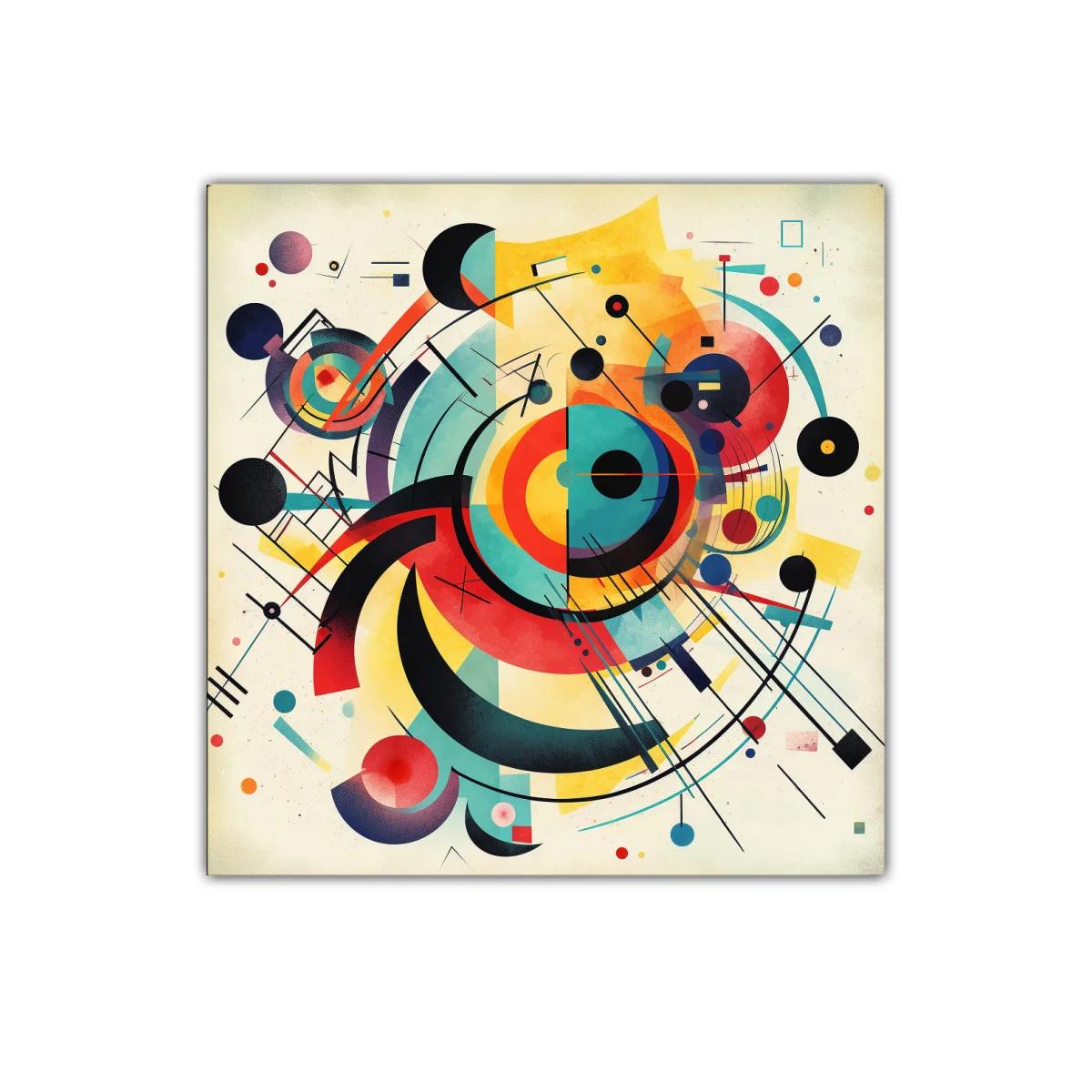 Composición geométrica vibrante con círculos y líneas dinámicas — imagen principal