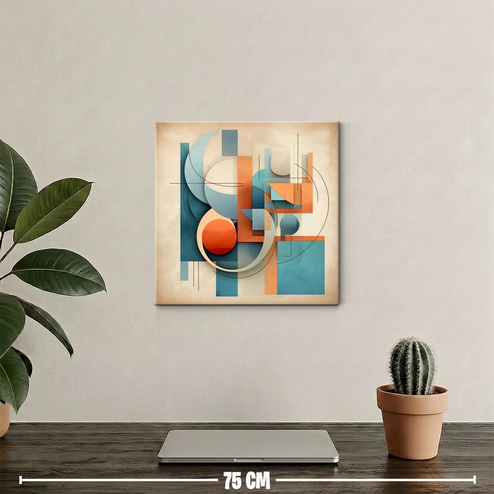 Composición abstracta con formas geométricas en tonos cálidos y fríos — miniatura 2