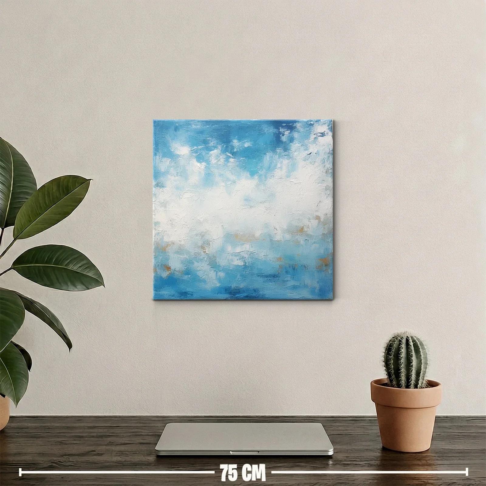 Abstracto en tonos azules y blancos con toques dorados — miniatura 2