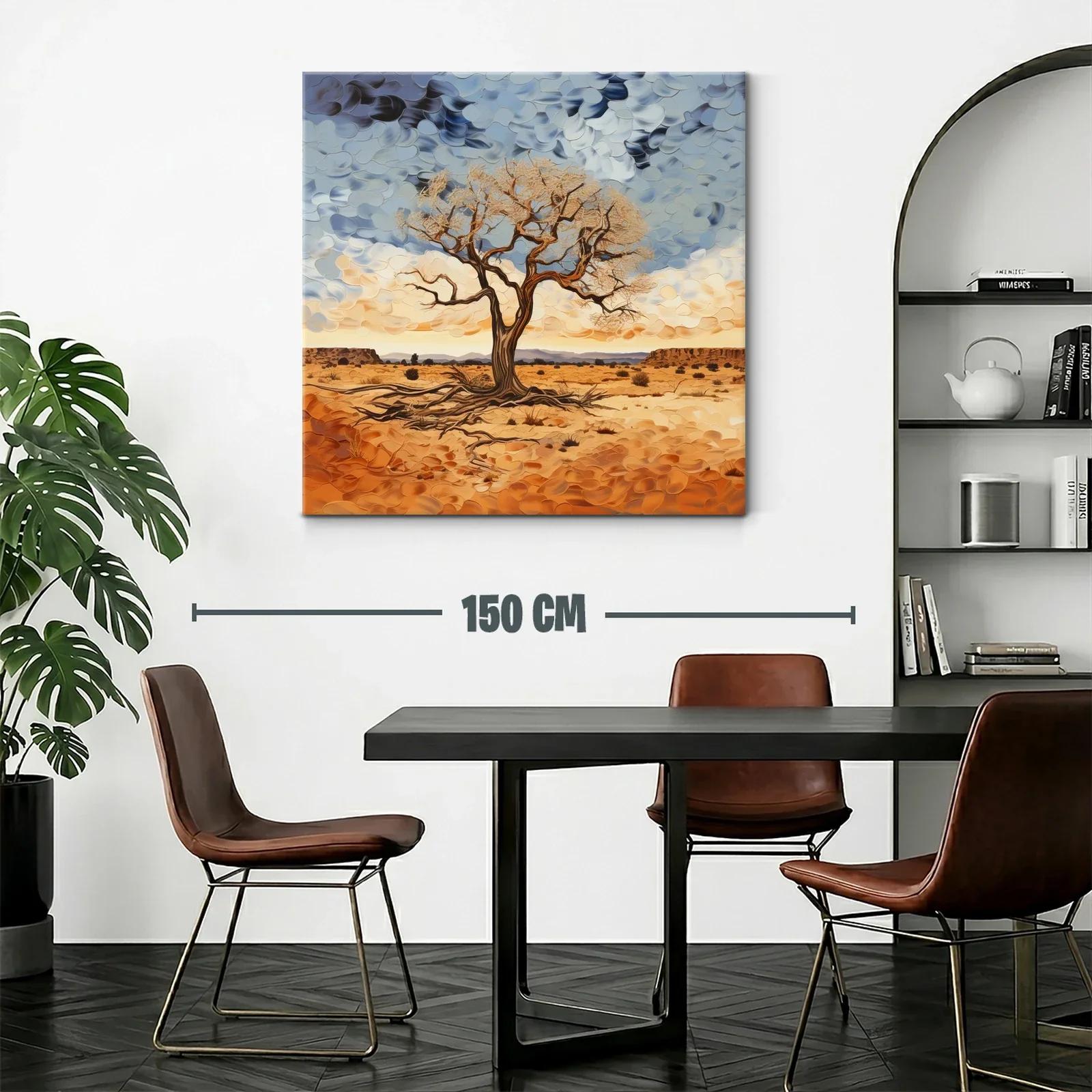 Árbol solitario en paisaje desértico con cielo dramático — miniatura 2
