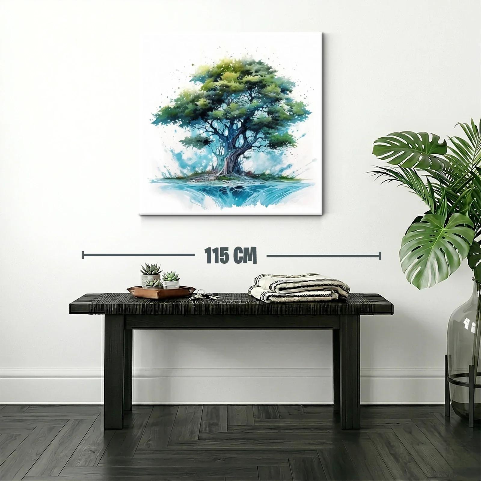 Árbol frondoso en tonos azules y verdes vibrantes — miniatura 2
