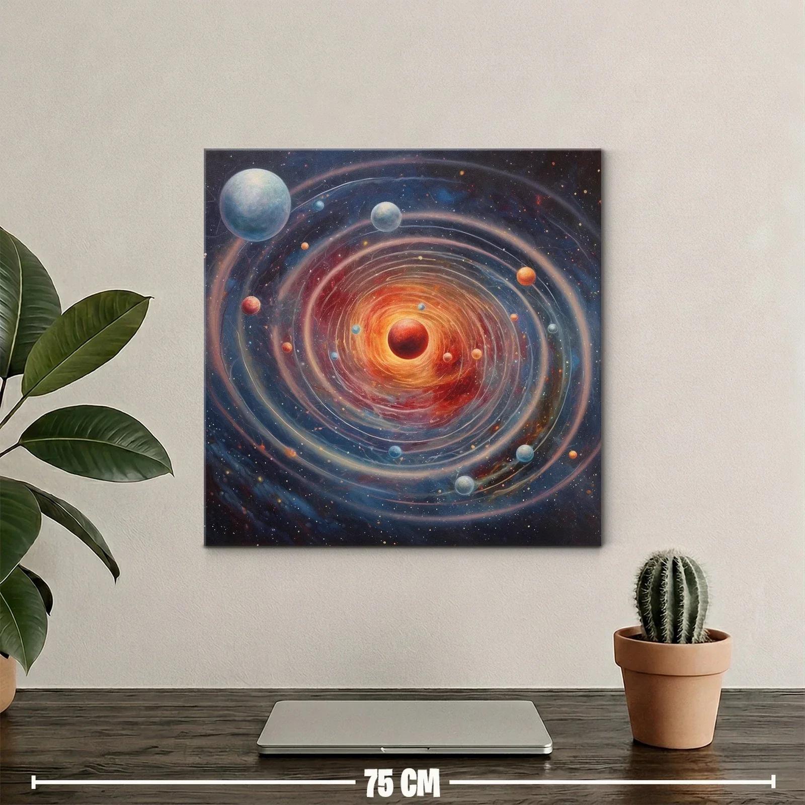 Universo en espiral con planetas en tonos cálidos y fríos — miniatura 2