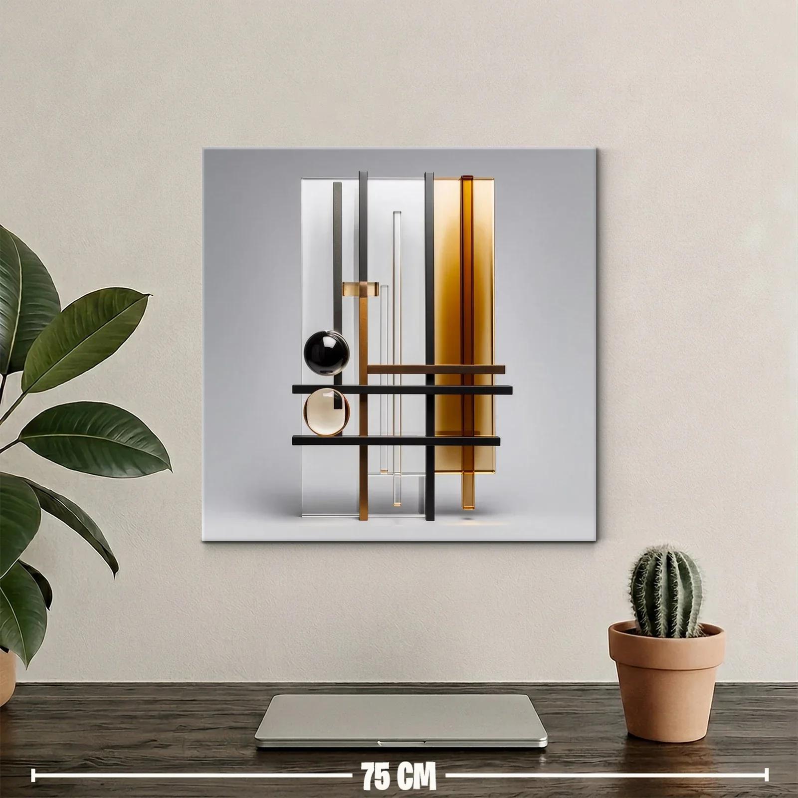 Composición geométrica moderna con tonos ámbar y negro — miniatura 2