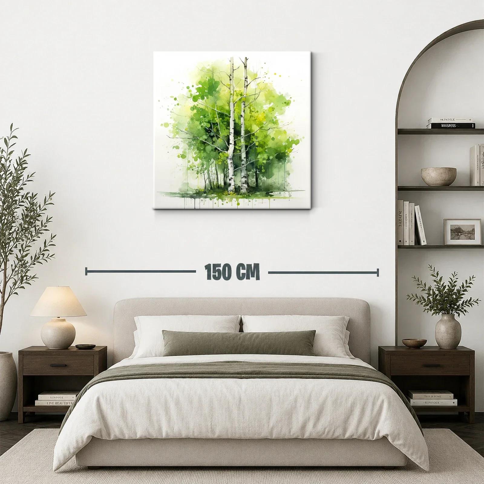 Bosque de abedules en tonos verdes y amarillos — miniatura 3