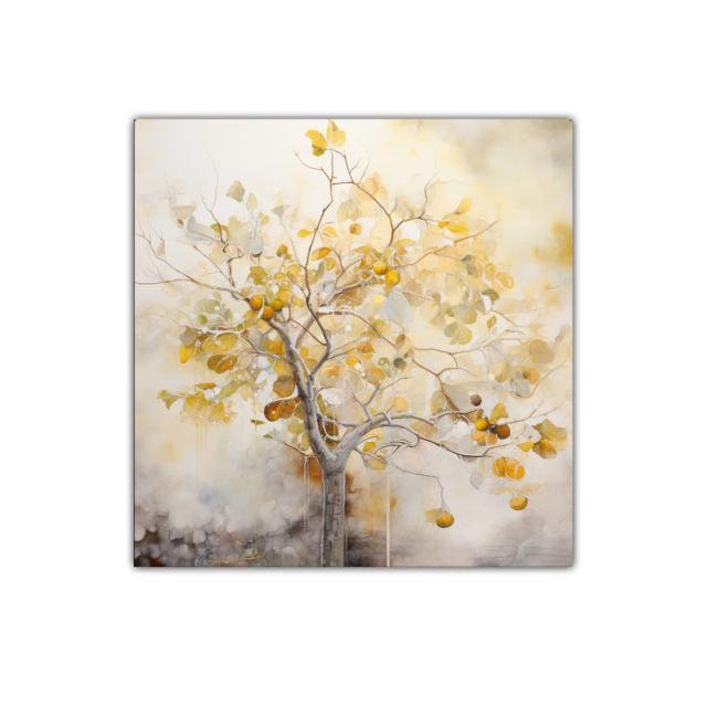 Cuadro decorativo árbol con frutos tonos cálidos y suaves