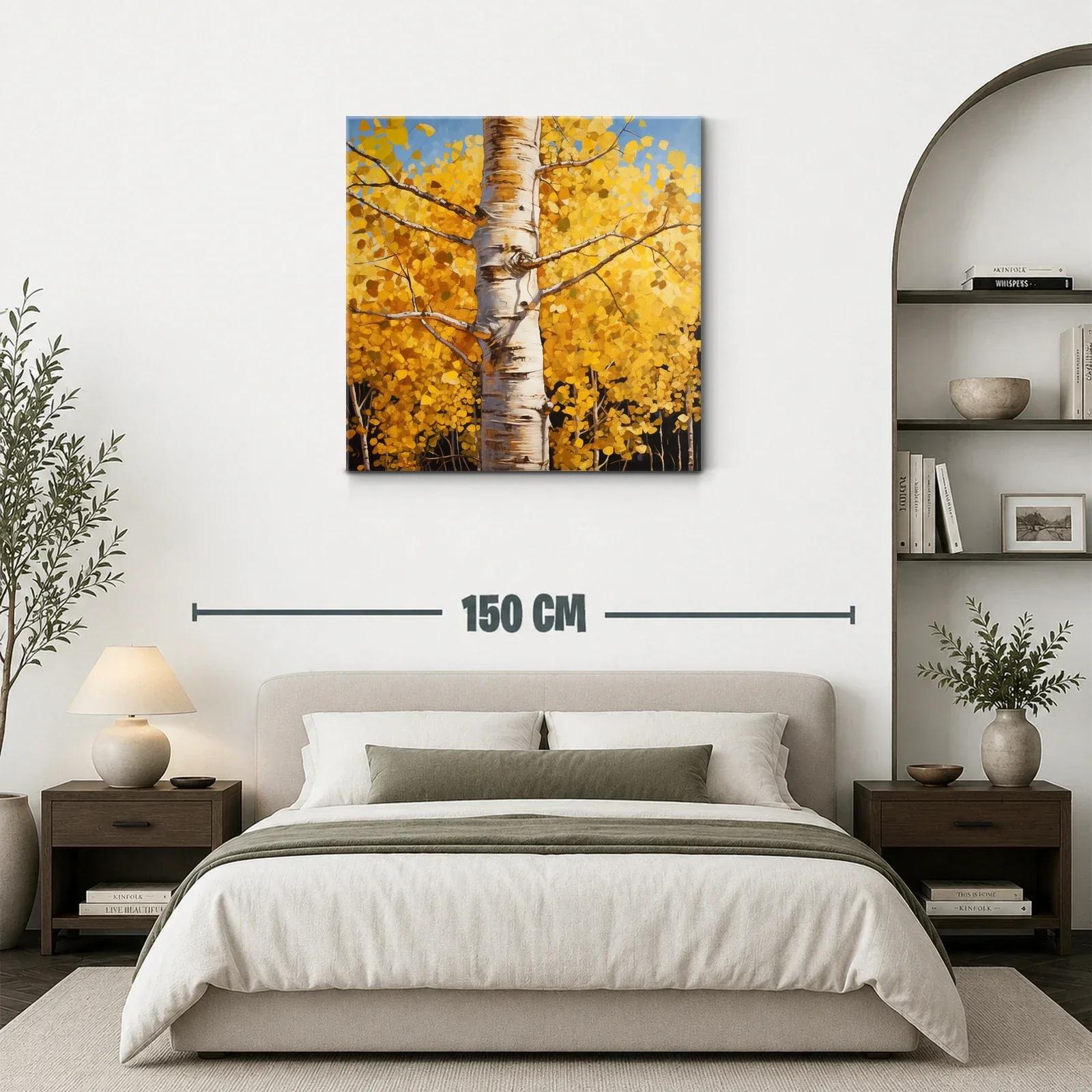 Tronco de abedul con follaje dorado en otoño — miniatura 3
