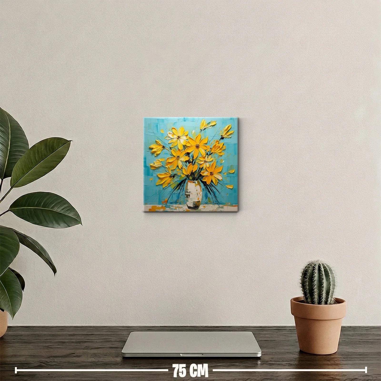 Cuadro decorativo con ramo de flores amarillas vibrantes — miniatura 2