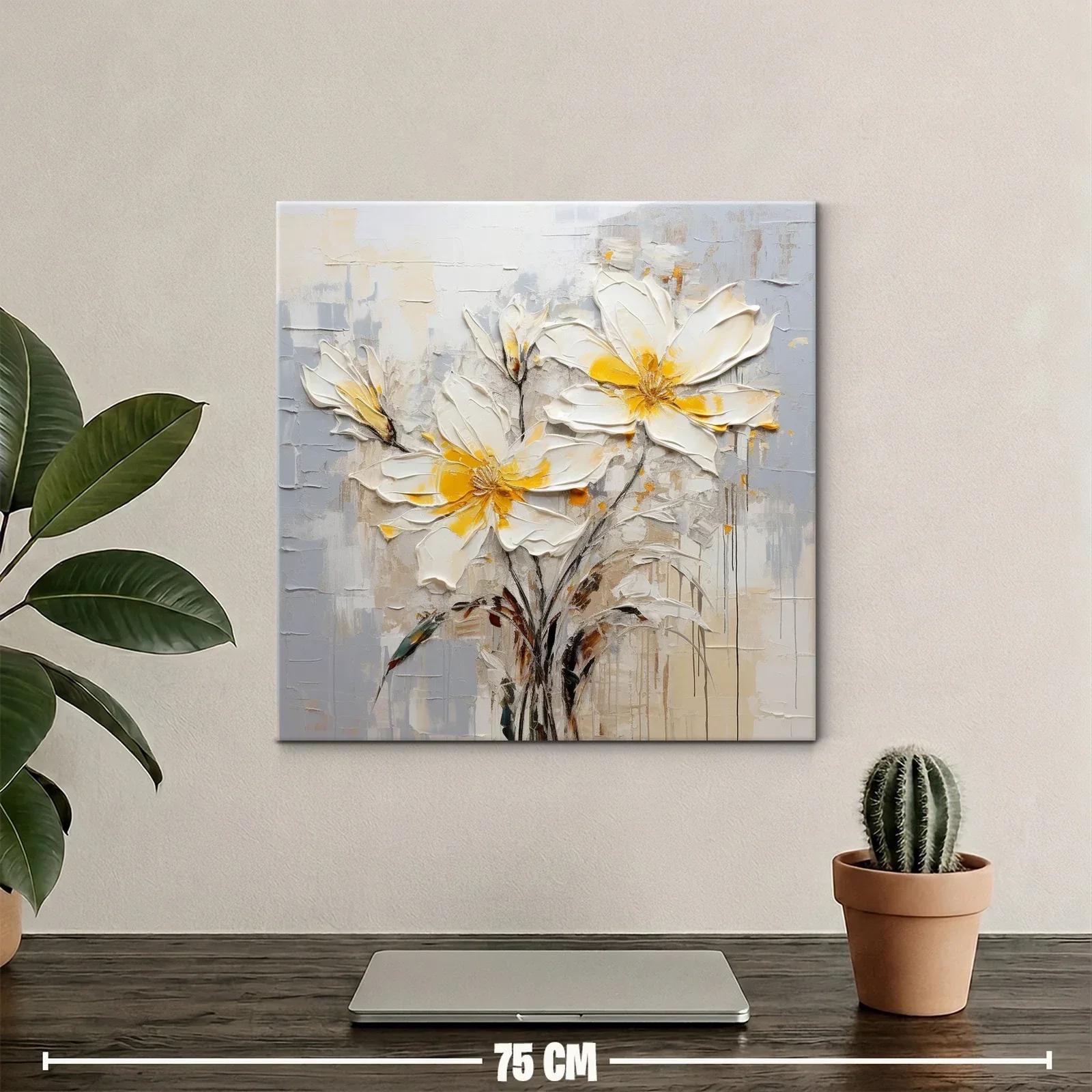 Flores blancas con toques amarillos sobre fondo neutro — miniatura 2