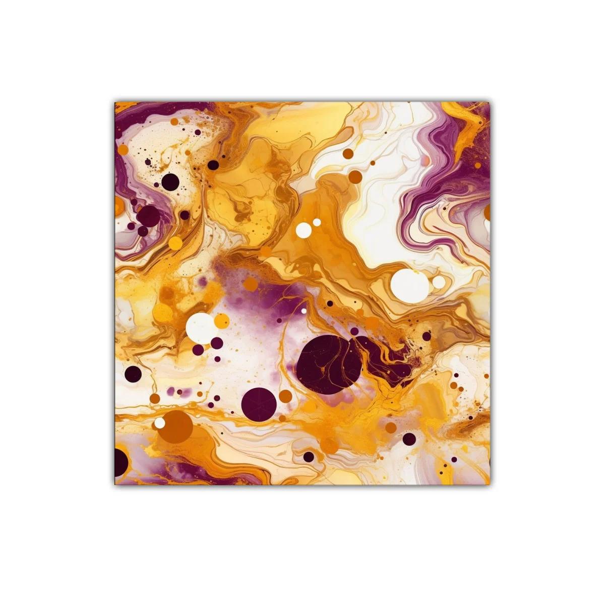 Cuadro decorativo con diseño abstracto en tonos cálidos y morados