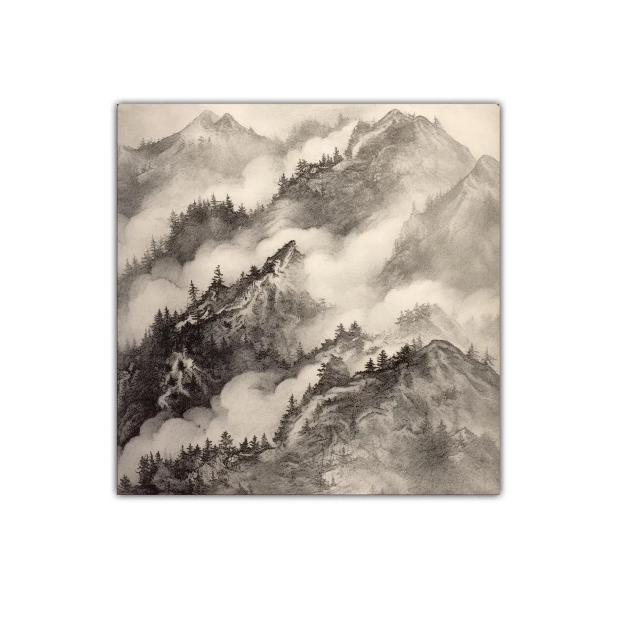 Montañas entre niebla estilo tradicional asiático — imagen principal