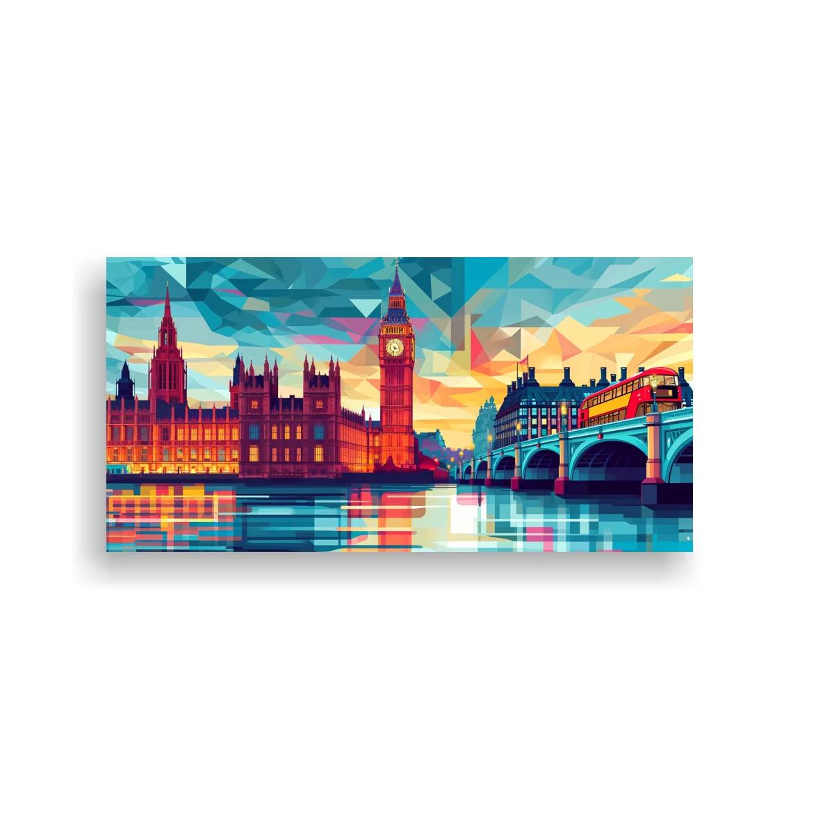 Cuadro Big Ben y el Palacio de Westminster con reflejos geométricos — imagen principal
