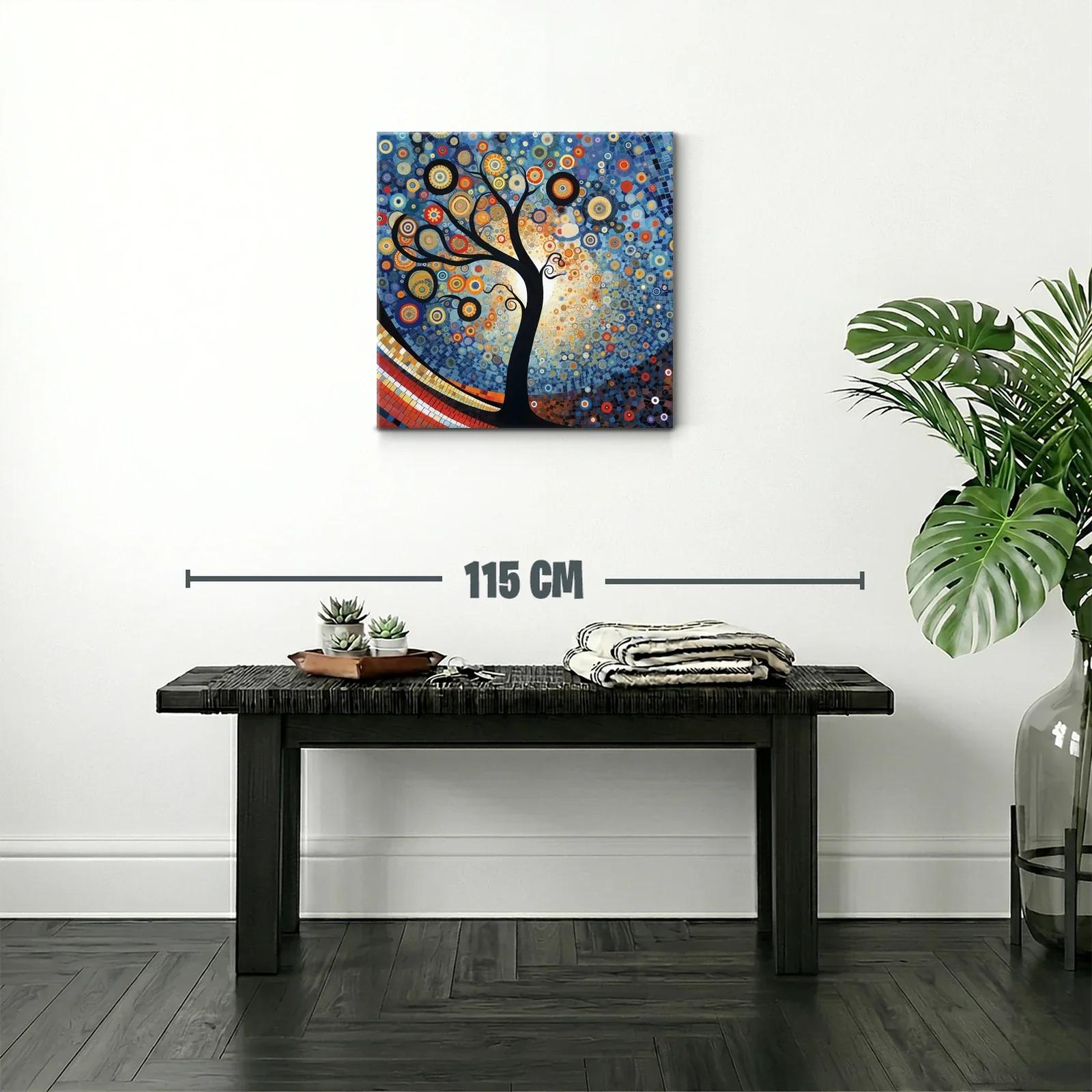 Árbol estilizado con círculos vibrantes y fondo azul — miniatura 2