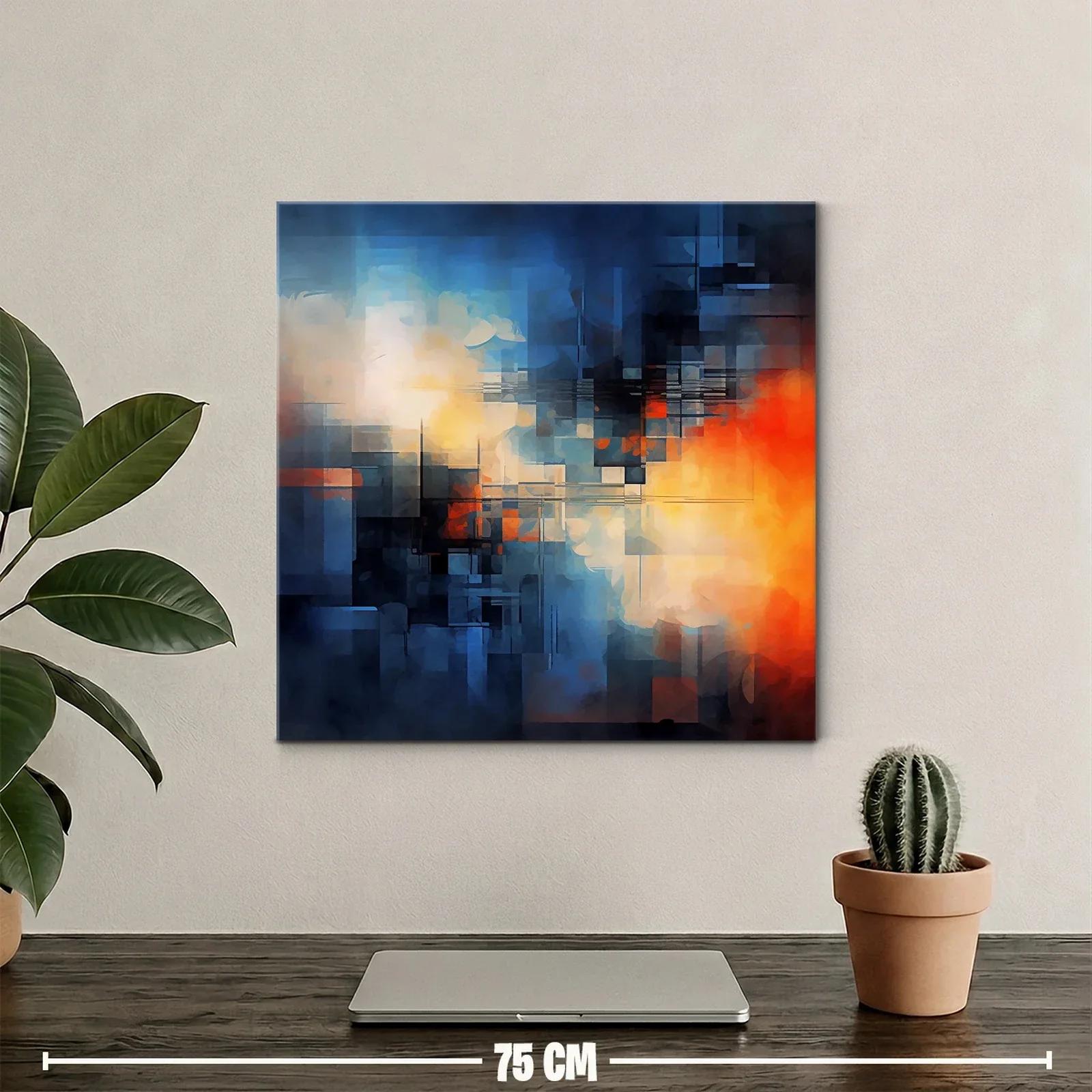 Composición abstracta en tonos azules y naranjas vibrantes — miniatura 2