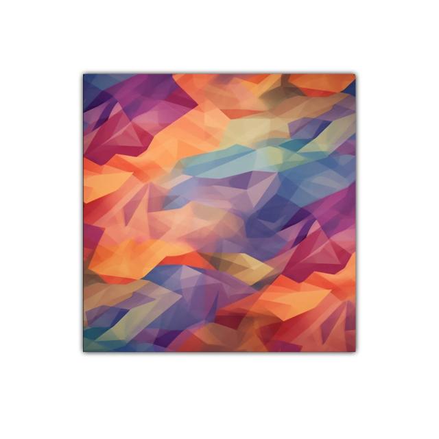 Arte geométrico con vibrantes tonos cálidos y fríos