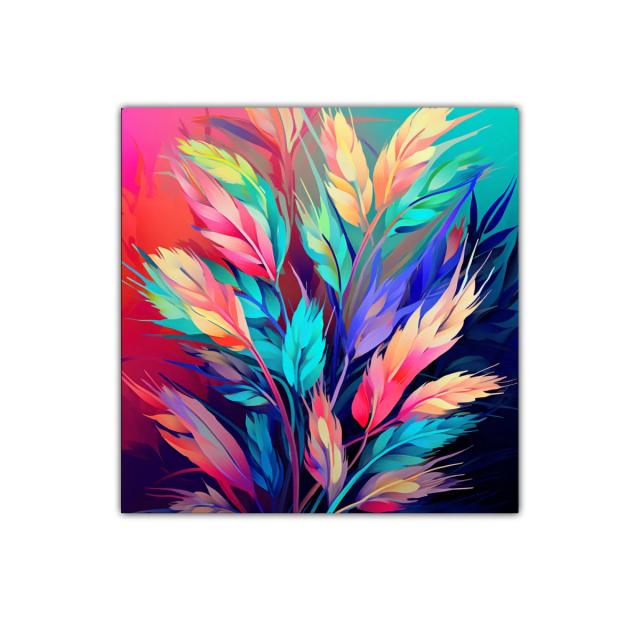 Cuadro Decorativo con Hojas en Tonos Vibrantes y Modernos