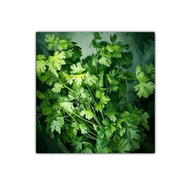 Cuadro decorativo con hojas verdes vibrantes y naturaleza realista