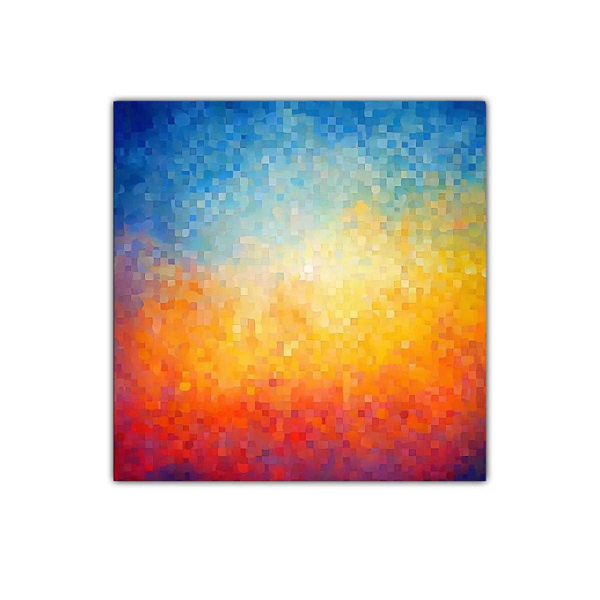 Cuadro abstracto colorido que evoca un vibrante atardecer — imagen principal