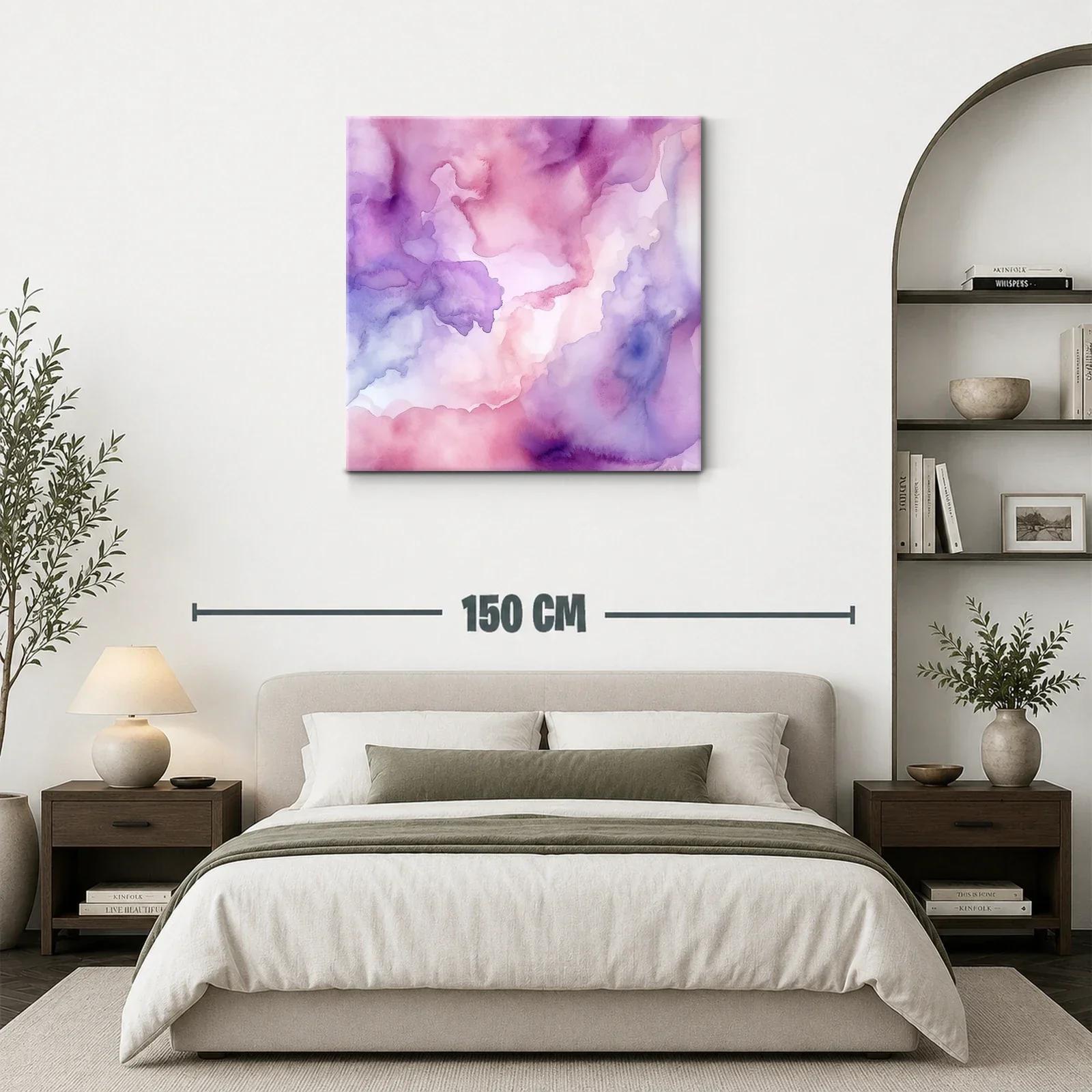 Cuadro abstracto en tonos suaves de morado y rosa — miniatura 3