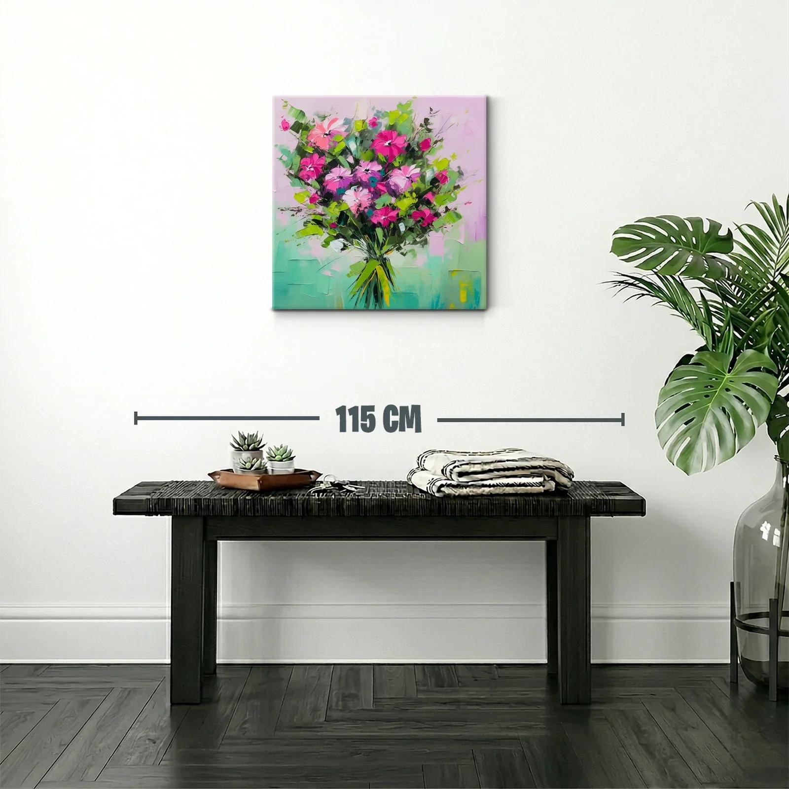 Ramo vibrante de flores en tonos verdes y fucsias — miniatura 2