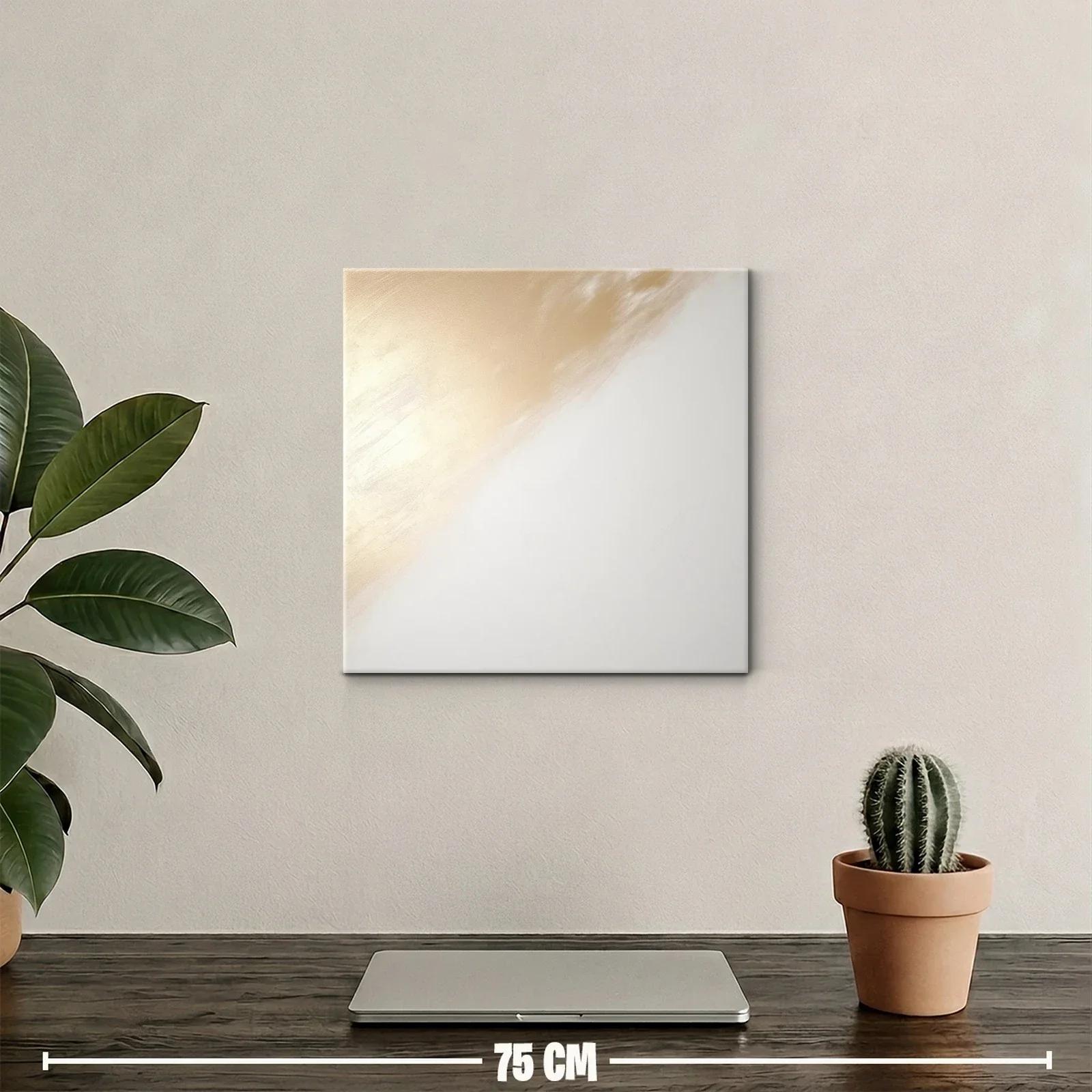 Cuadro abstracto con tonos suaves dorados y blancos — miniatura 2