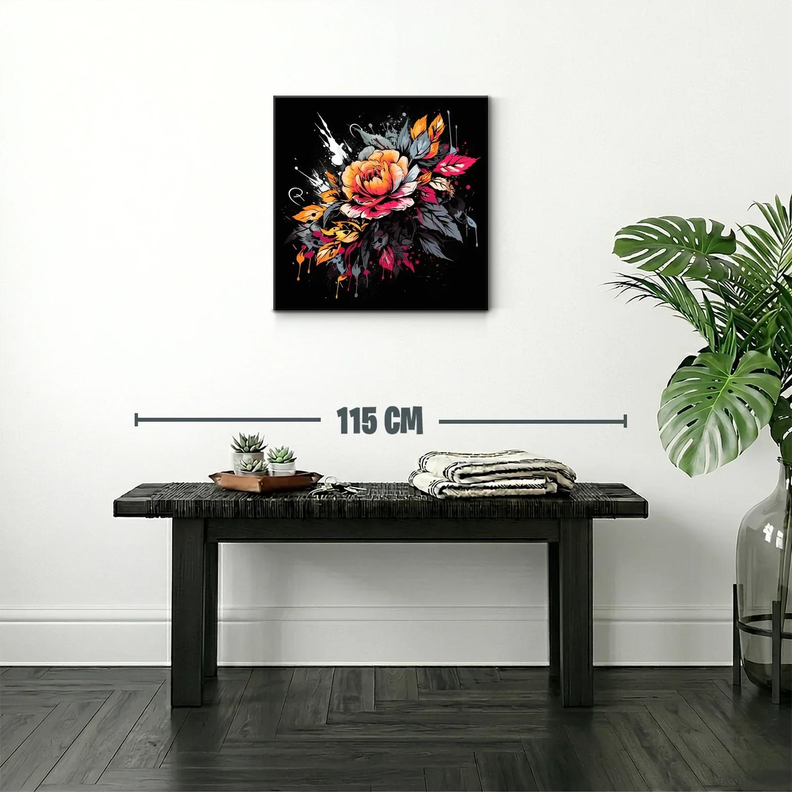 Cuadro moderno con flor en tonos cálidos y diseño vibrante — miniatura 2