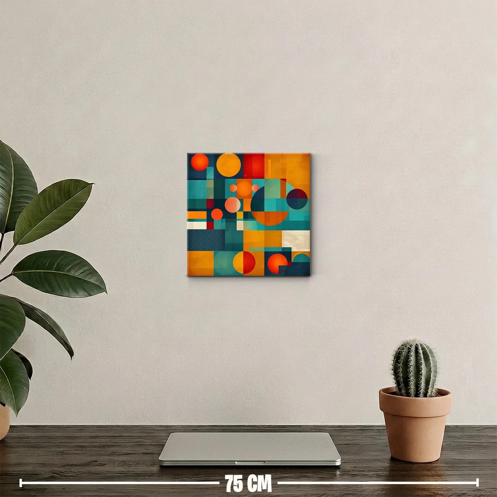 Cuadro abstracto con formas geométricas y colores cálidos — miniatura 2