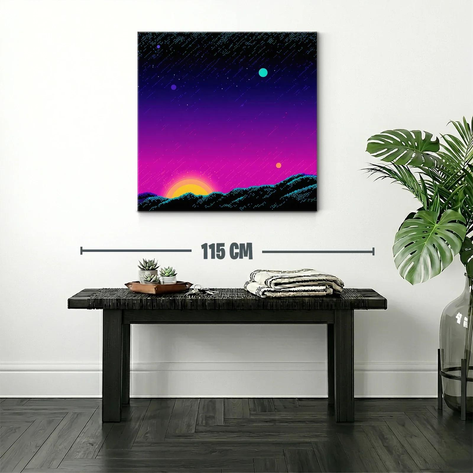 Atardecer cósmico con estrellas y planetas brillantes — miniatura 2