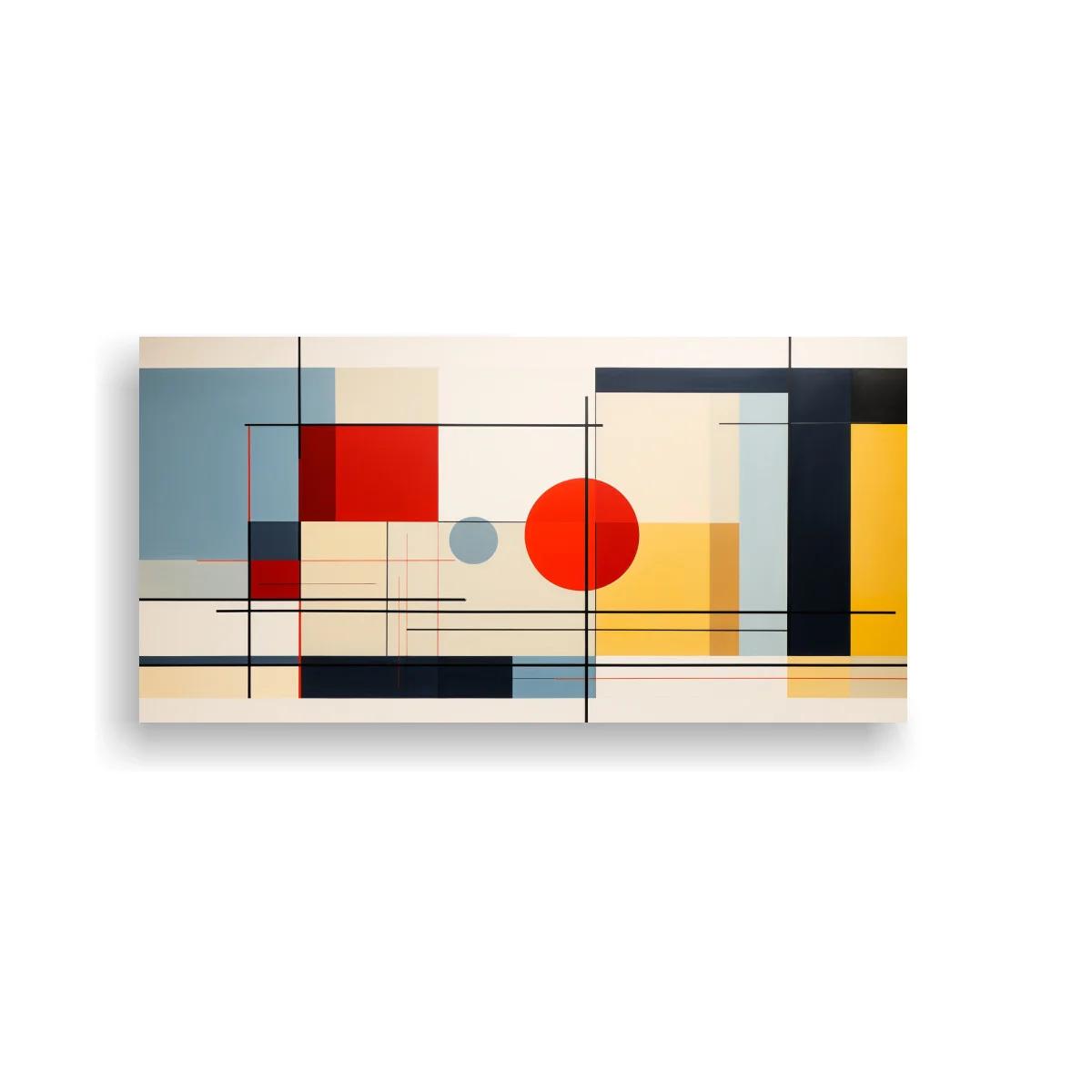Cuadro composición geométrica con círculo rojo