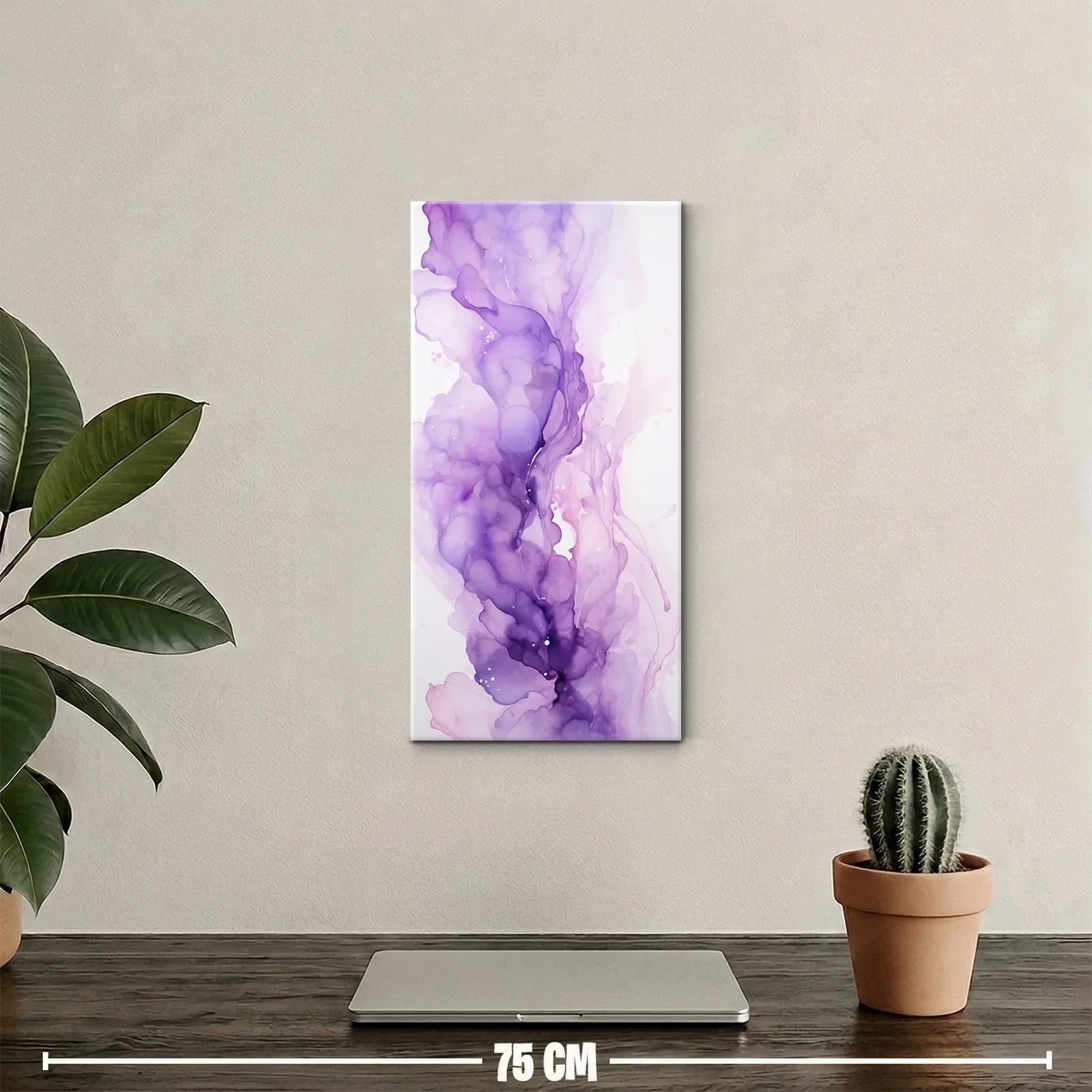 Cuadro mancha abstracta violeta en velos translúcidos — miniatura 2
