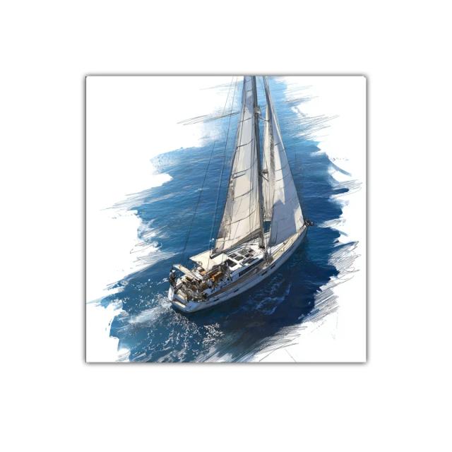 Velero Navegando sobre Mar Azul con Viento Suave