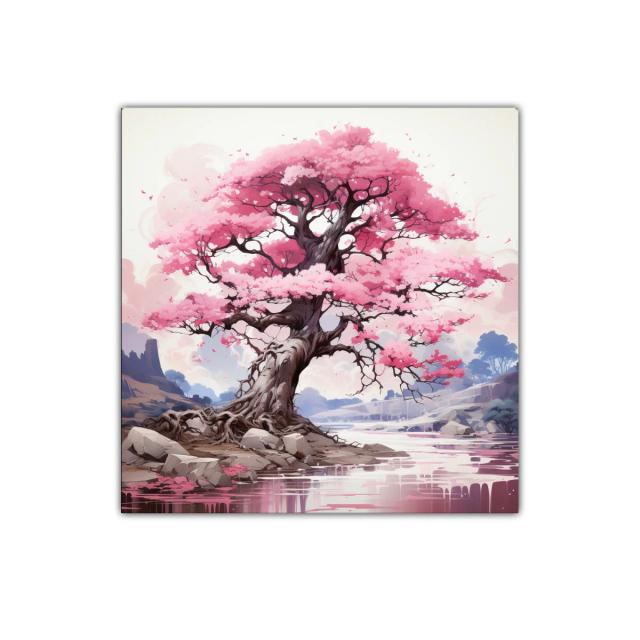 Impresionante árbol de flores rosas en paisaje sereno