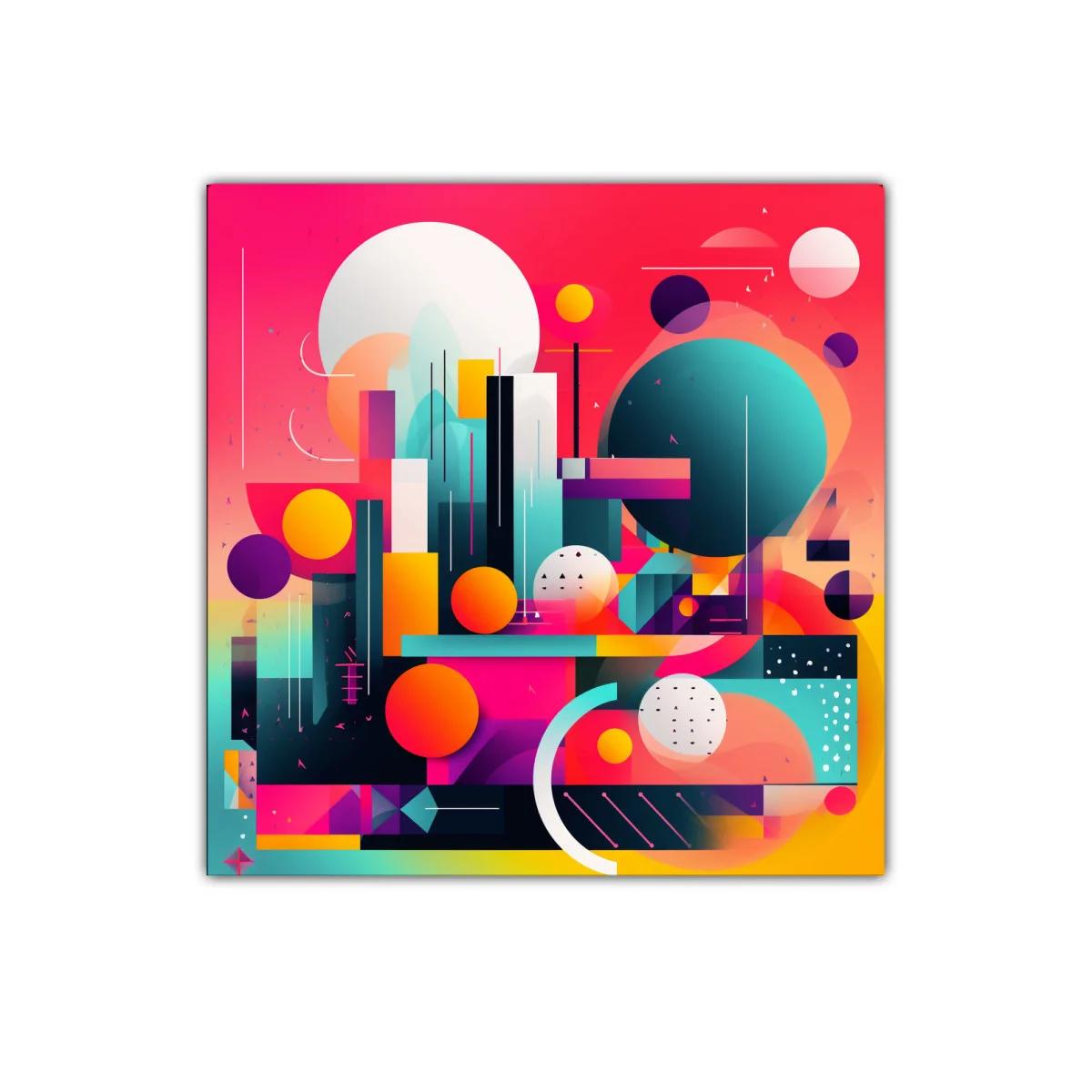 Composición abstracta con formas geométricas y colores vibrantes