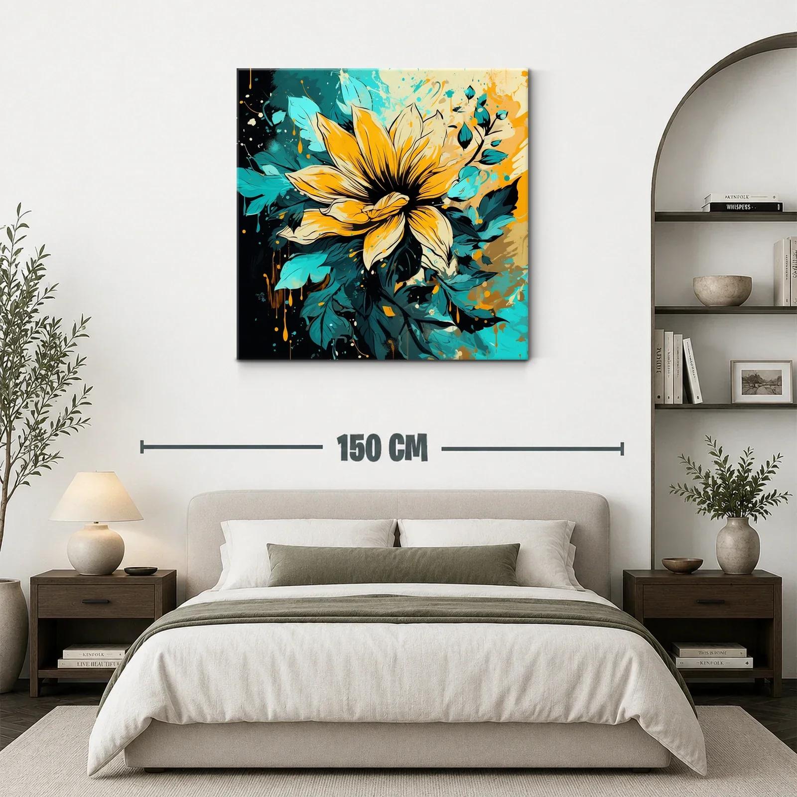 Vibrante flor amarilla con hojas en tonos azulados — miniatura 3