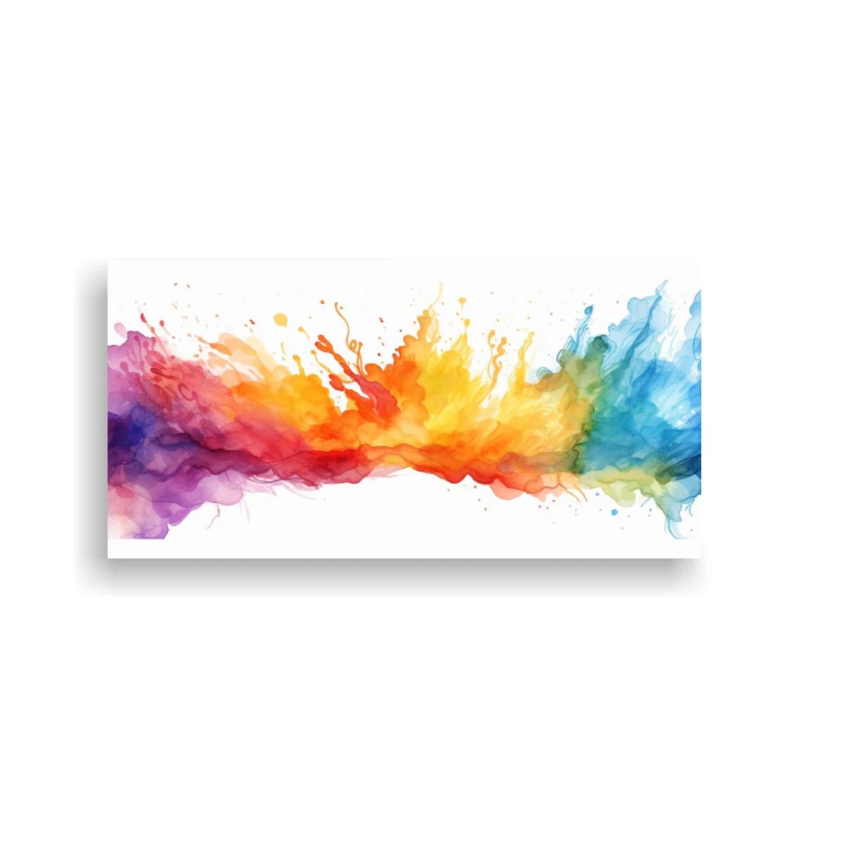 Cuadro nube de acuarela multicolor con franja difusa