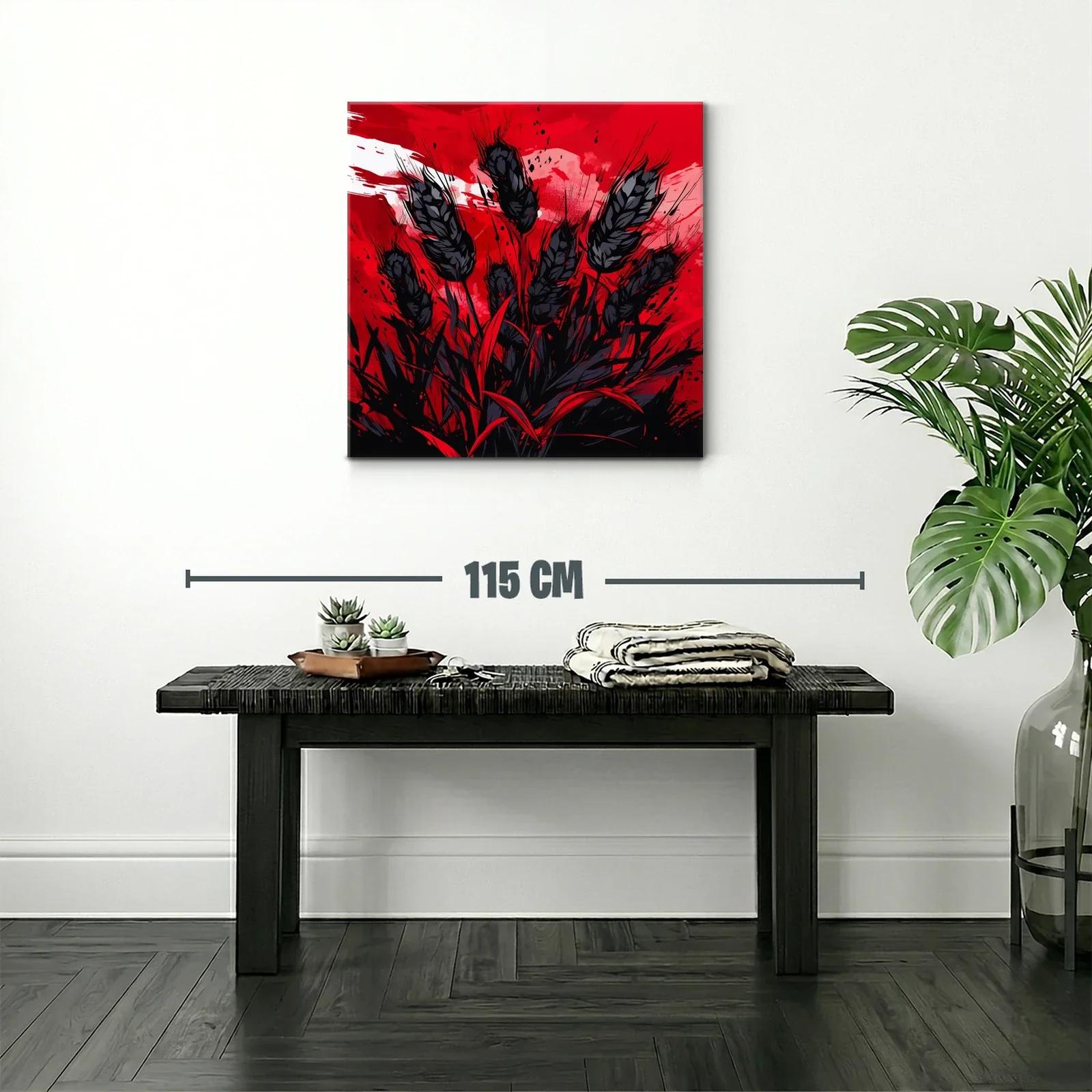 Impactante composición floral en rojo y negro vibrante — miniatura 2
