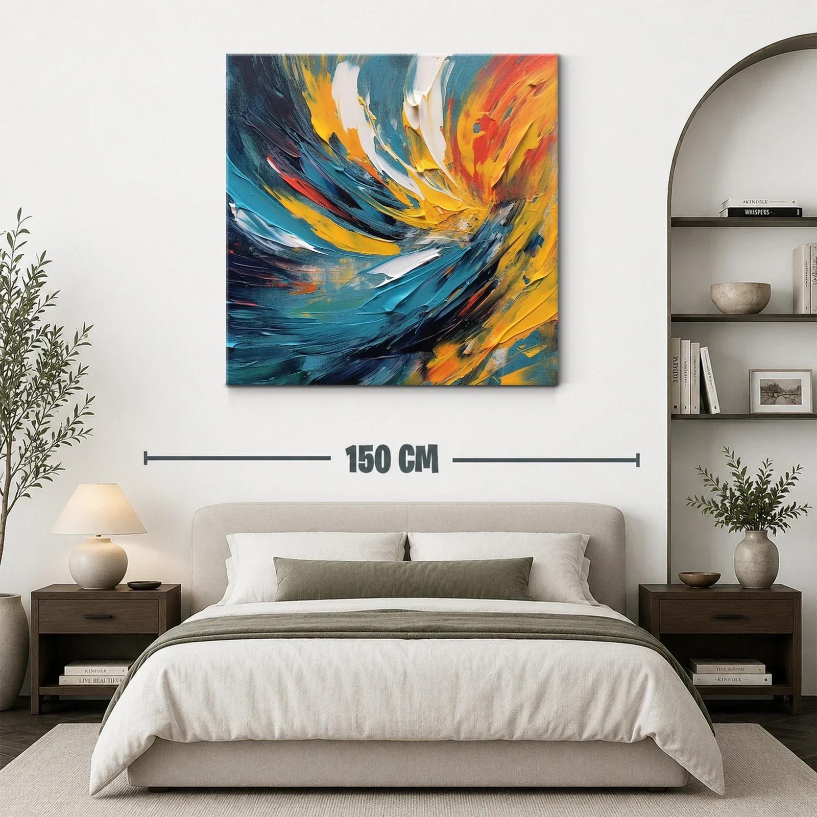 Cuadro abstracto con energéticos toques amarillos y azules — miniatura 3