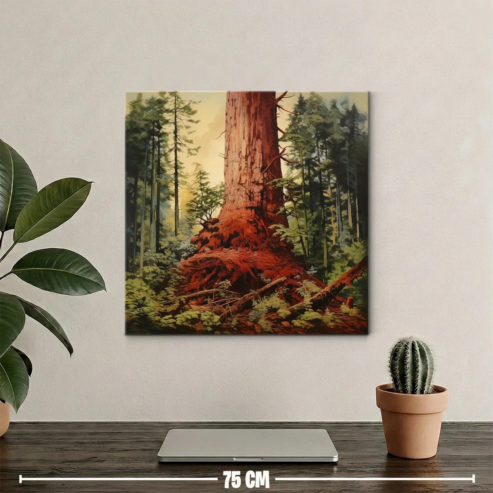 Majestuoso Tronco en Bosque Verde y Tonos Cálidos — miniatura 2